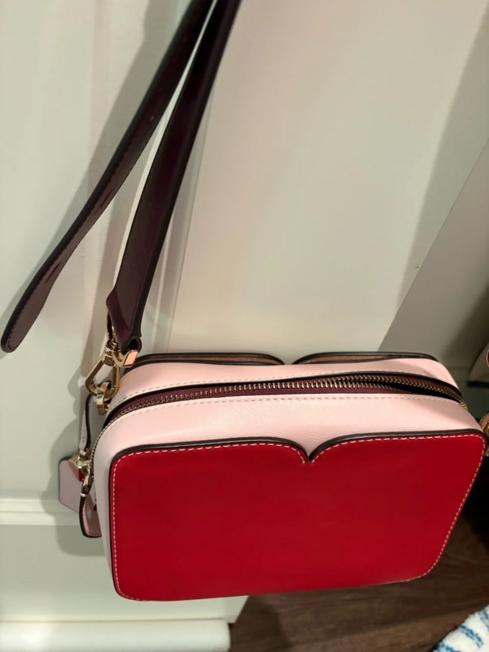 KATE SPADE Two-Tone Pink and Red Crossbody Bag